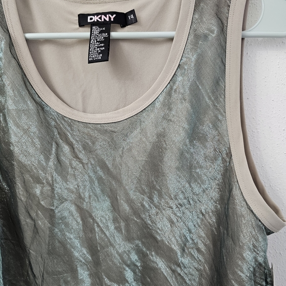 NWT DKNY Iridescent Metallic Patina Rayon/silk Tank Size 14 - Picture 9 of 9